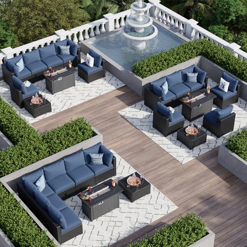 7 Piece Wicker Rattan Patio Sectional Sofa Set with Cushion S209826