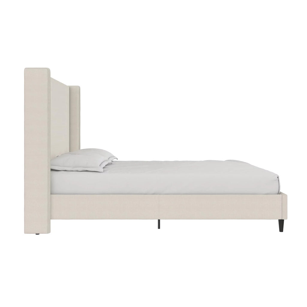 Queen Upholstered Platform Bed Frame with Wingback Headboard J253619