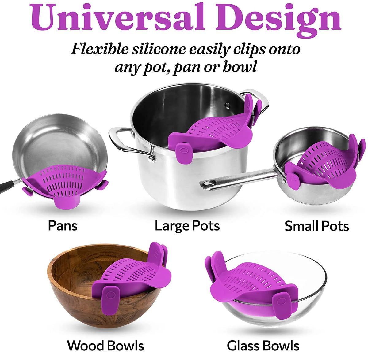 Adjustable Silicone Clip On Pot Strainer T626983