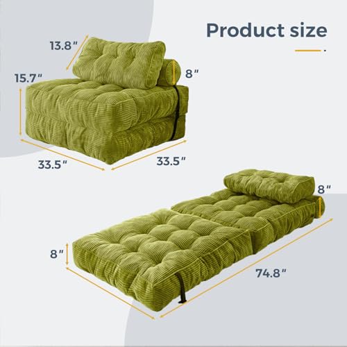 Folding Sofa Bed Convertible Sleeper Chair with Pillow Dark Grey Y1080