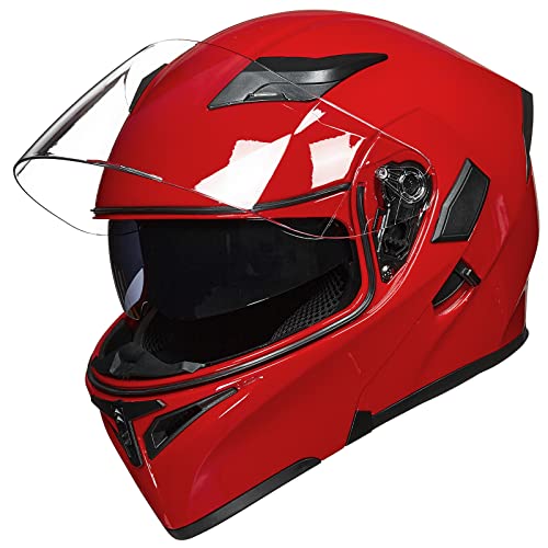 Motorcycle Dual Visor Flip up Modular Full Face Helmet DOT B960197