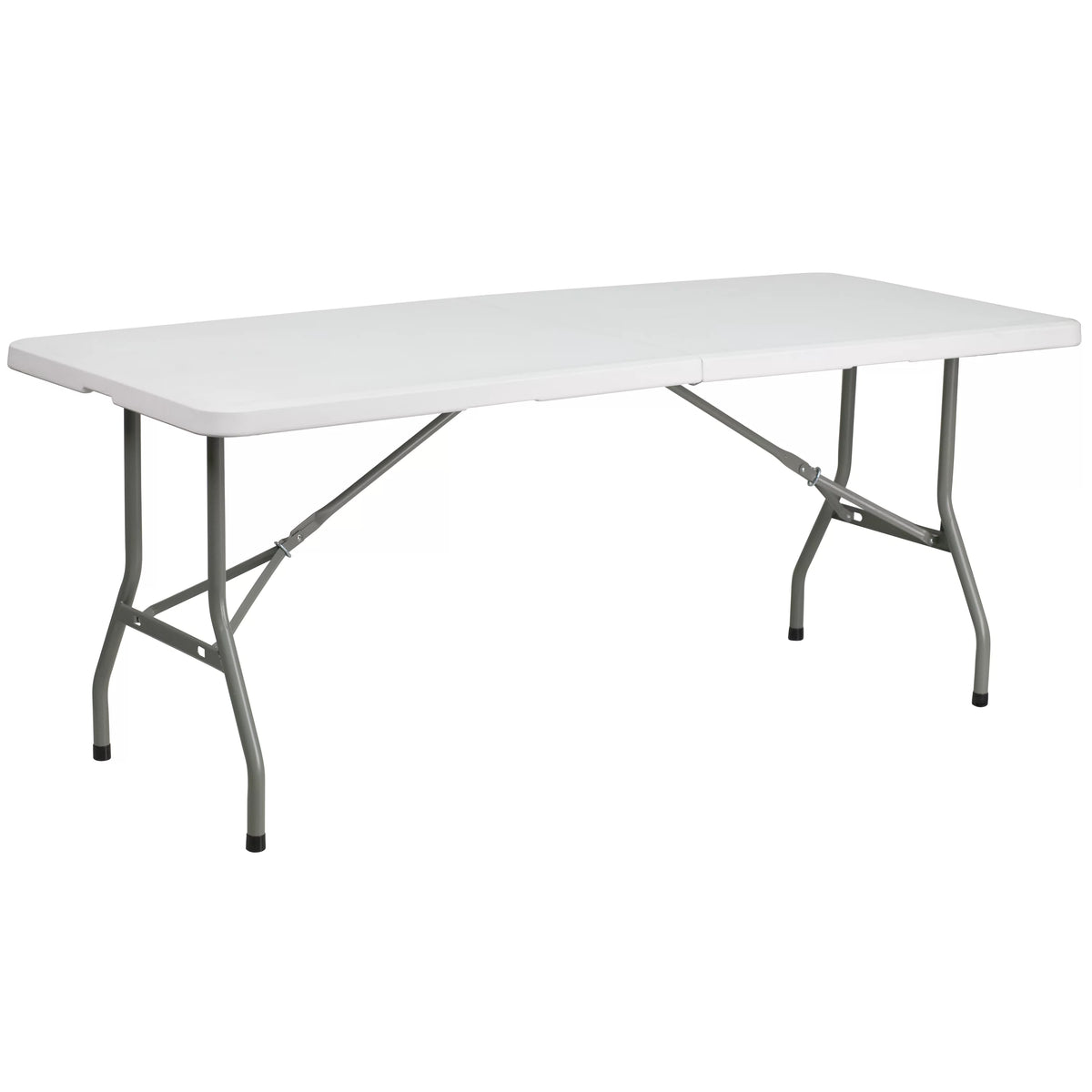6-Foot Bi-Fold Granite White Plastic Folding Table with Carrying Handle V68978