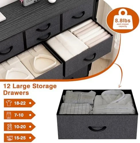 12 Drawer Fabric Dresser with Side Pockets Z2156