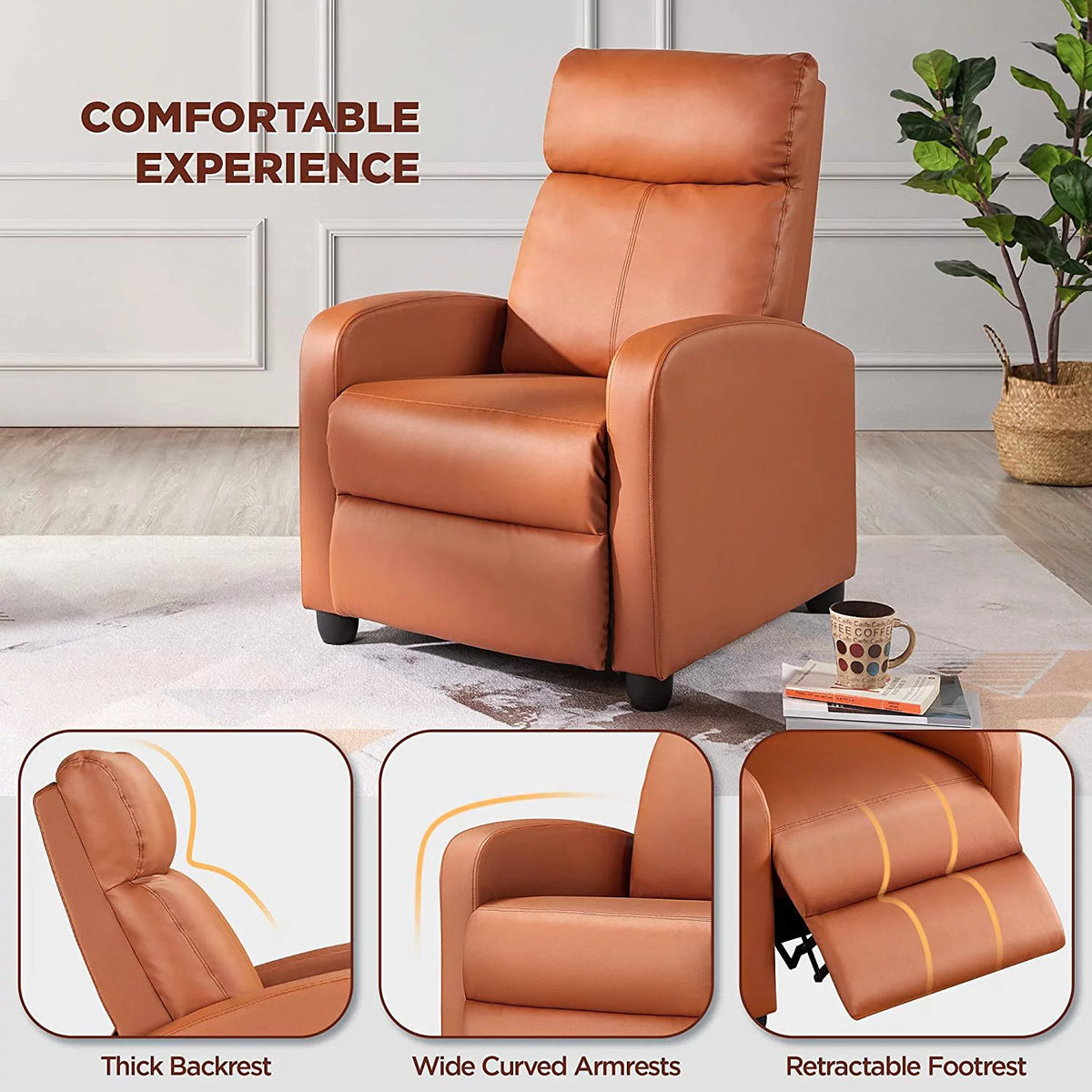 Tan Faux Leather Recliner Chair S4632
