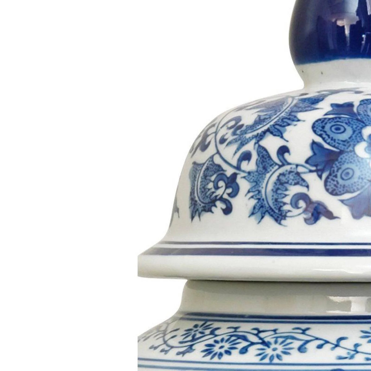 18" Floral Blue & White Porcelain Temple Jar L440768