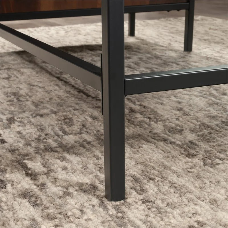 Engineered Wood Single Pedestal Desk in Grand Walnut Q32135
