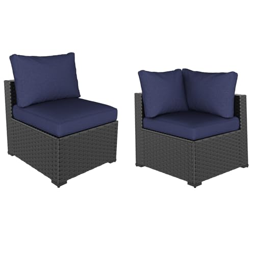 7 Piece Wicker Rattan Patio Sectional Sofa Set with Cushion S209826