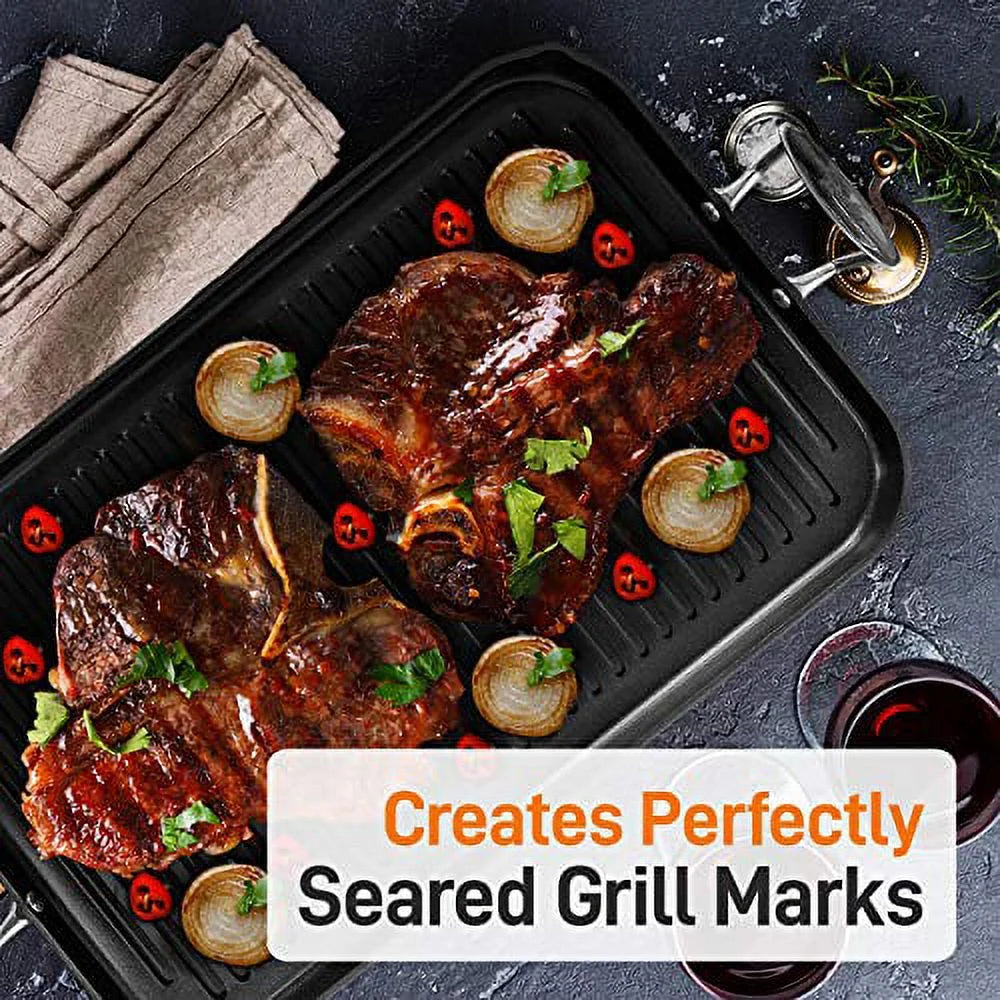 20" x 13" Nonstick Hard-Anodized Grill Pan H709