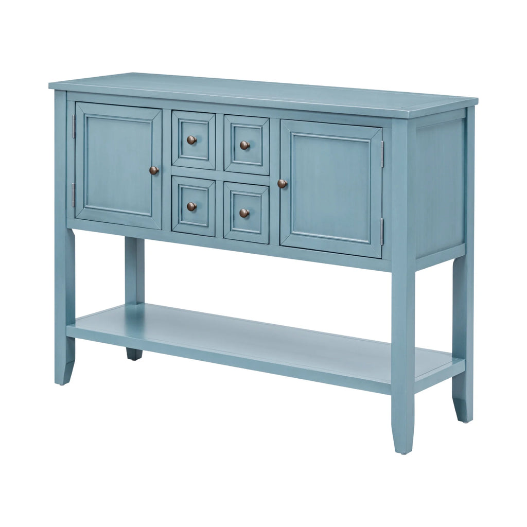 Vintage Console Table with Four Drawers and Bottom Shelf M786651