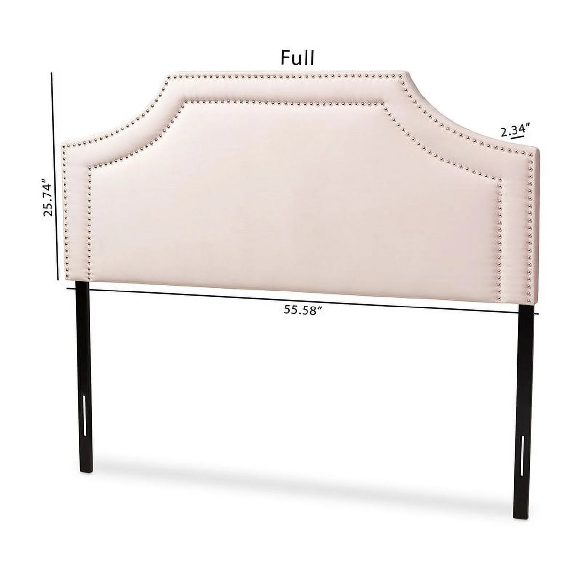 Light Pink Velvet Wood Full Headboard with Adjustable Legs R228