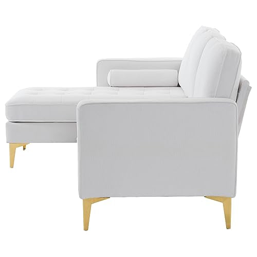 L-Shape Linen Fabric Sectional Sofa with Reversible Chaise M333