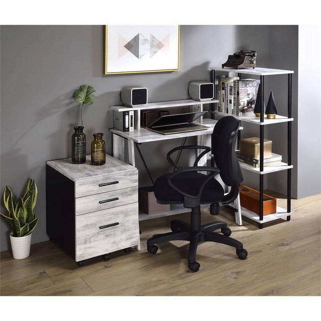 Antique White and Black Wood Writing Desk N686