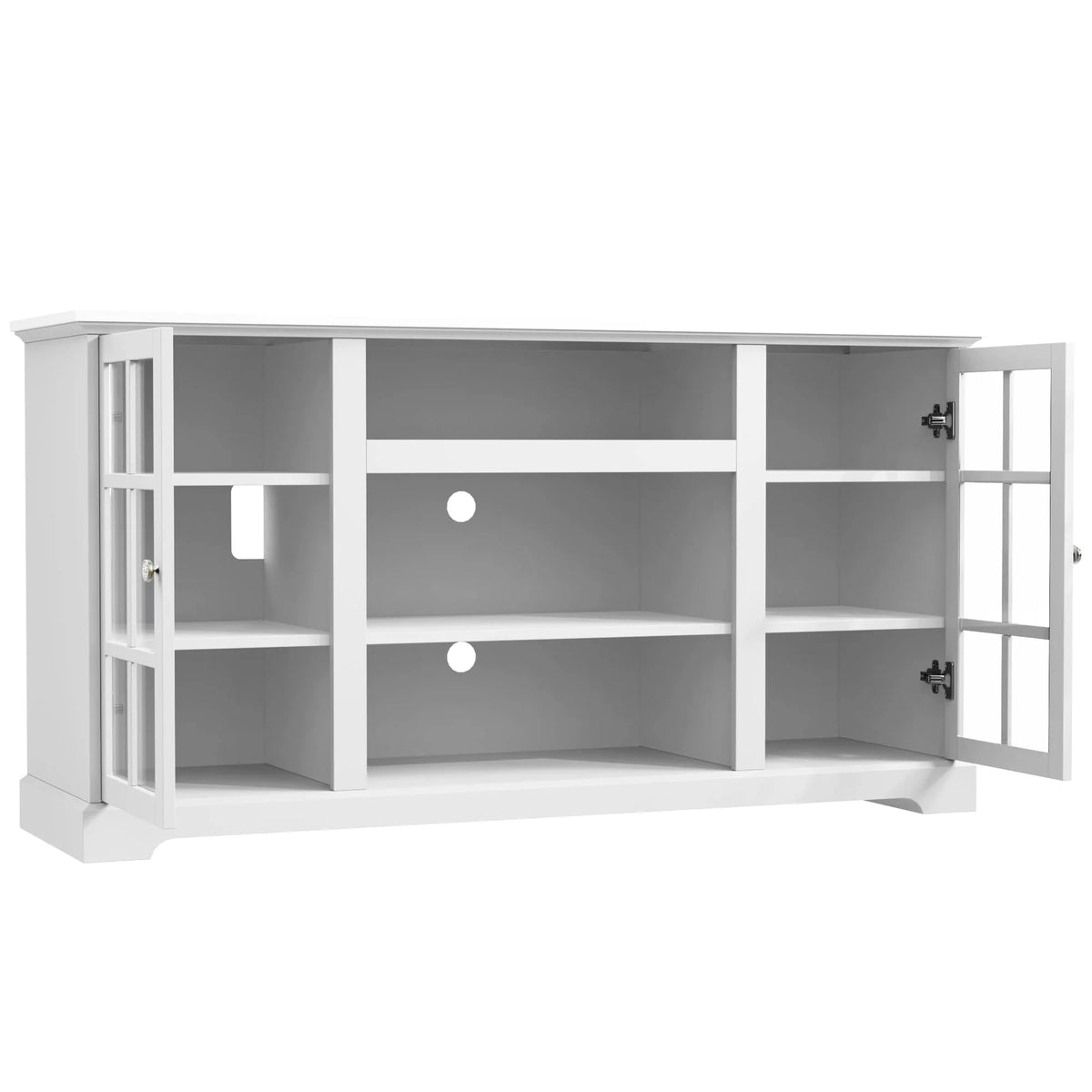 White Wood TV Stand with Glass Door W5672