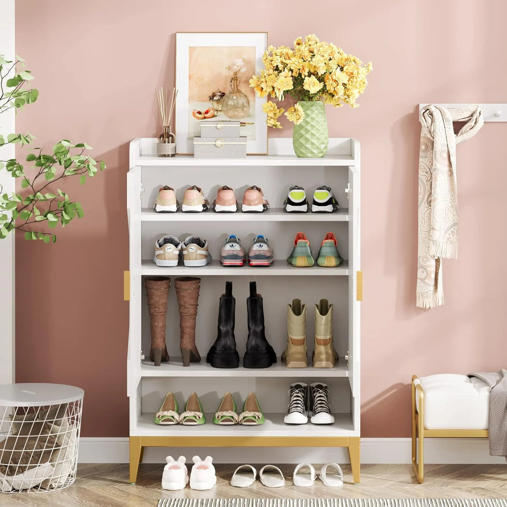 25 Pair 6-Tier Wooden Shoe Storage Cabinet with Doors S51826