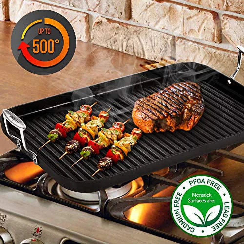 20" x 13" Nonstick Hard-Anodized Grill Pan H709