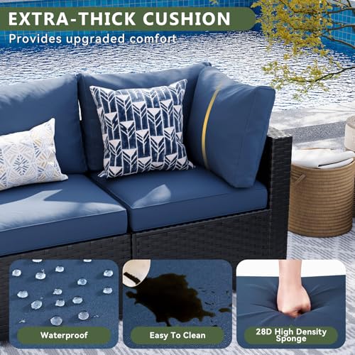 7 Piece Wicker Rattan Patio Sectional Sofa Set with Cushion S209826