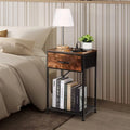 2 Tier Rustic Side Table with Storage Drawer M4604