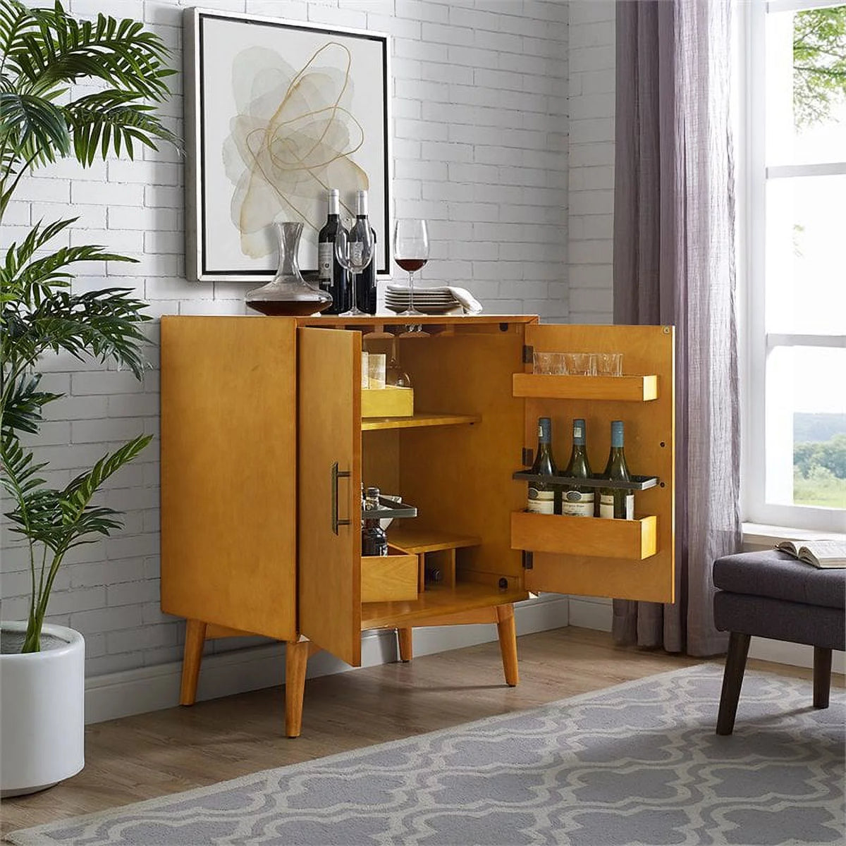 2 Door Wood Bar Cabinet Set S80623