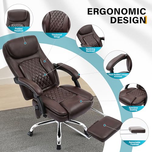 Black Heated Ergonomic Office Chair with Footrest M28259