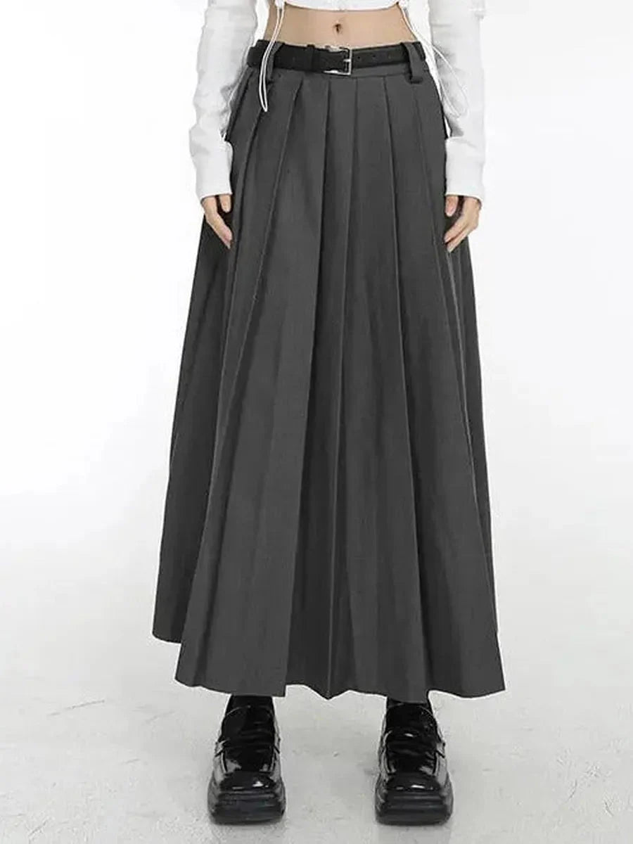 Dark Pleated Midi Skirt S6813