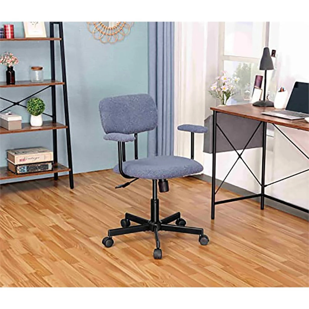 Blue Velvet Office Chair with Armrest G437