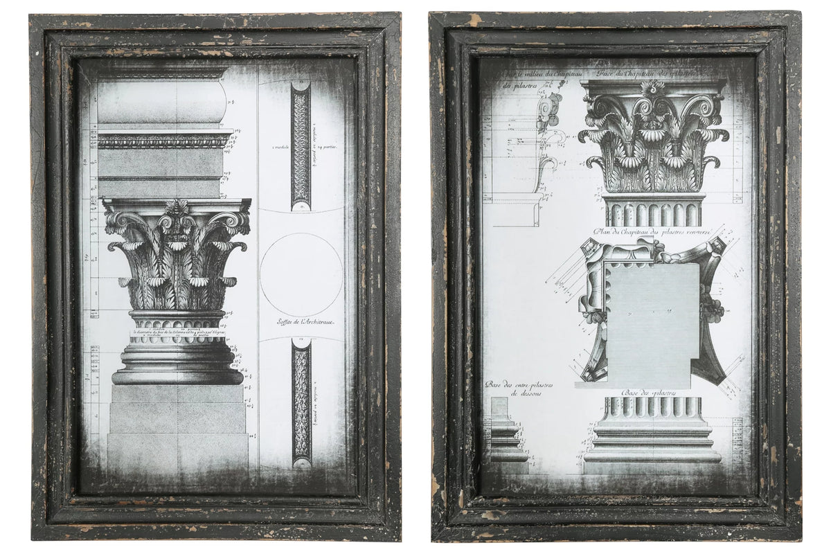 Wood Wall Art Distressed Painted Finish Black Q510