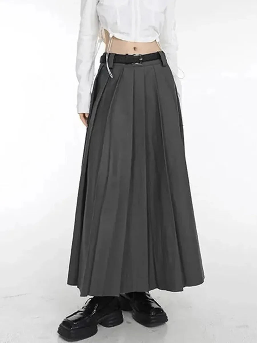 Dark Pleated Midi Skirt S6813