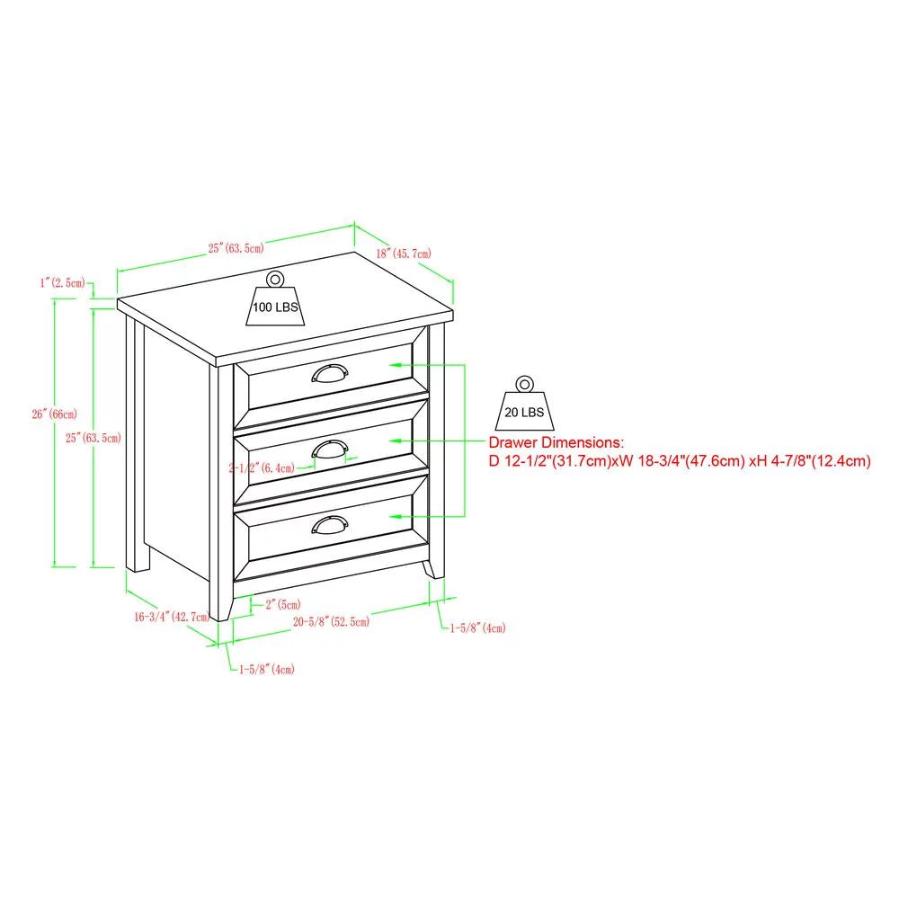 3 Drawer Gray Wash Bedroom Nightstand Set L395098