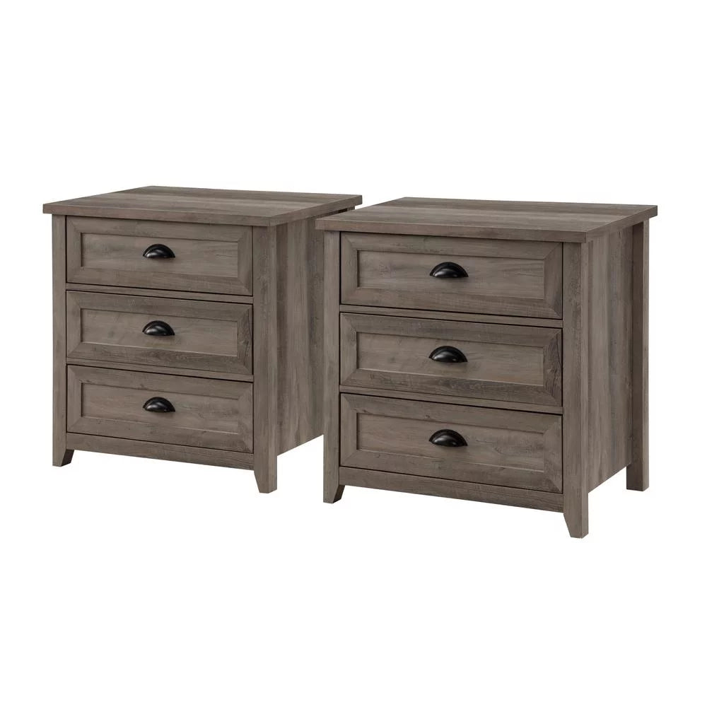 3 Drawer Gray Wash Bedroom Nightstand Set L395098