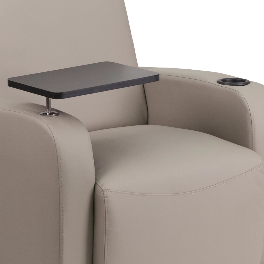 Gray LeatherSoft Guest Chair with Tablet Arm and Cup Holder L4155