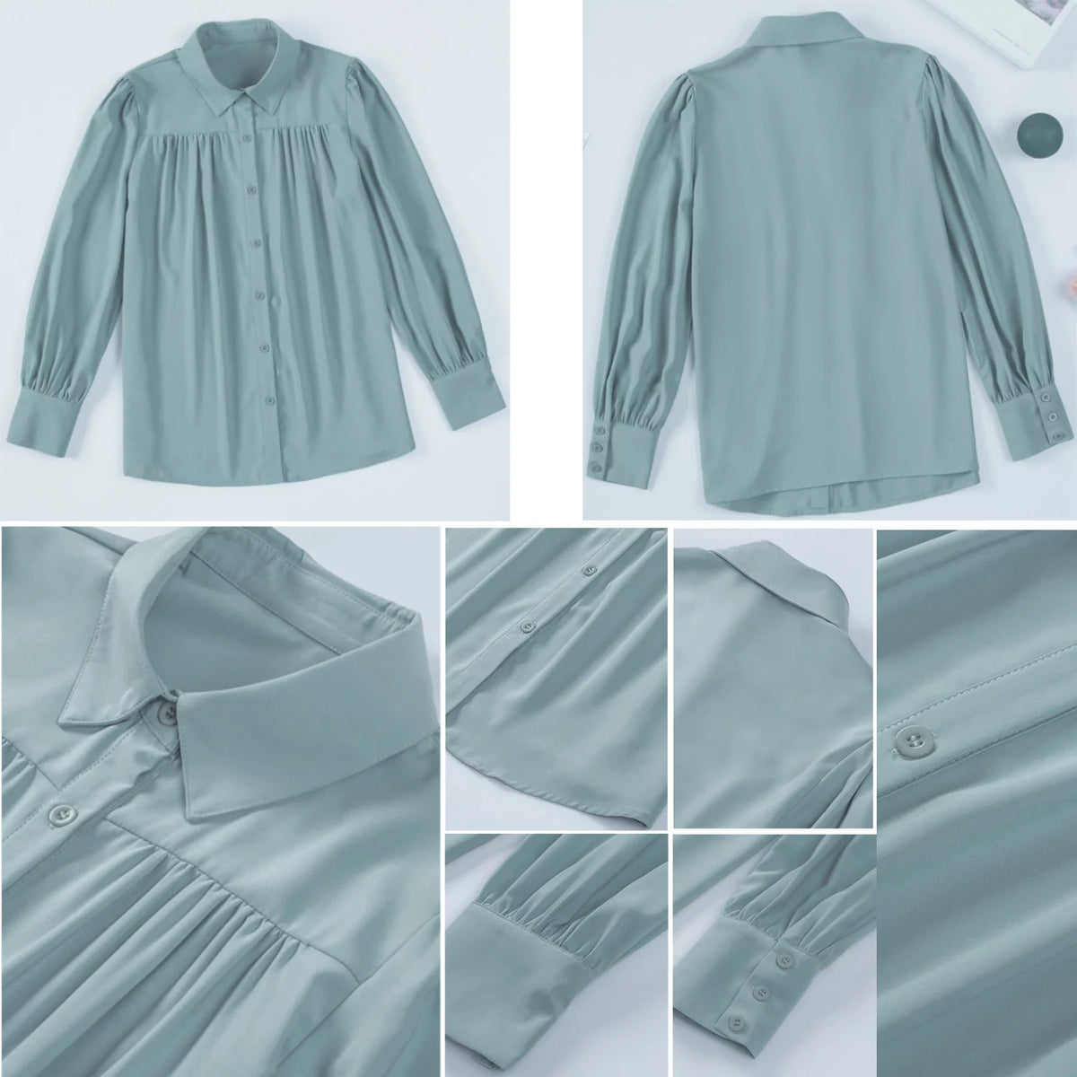 Long Sleeve Button Down Plus Size Blouse J15896