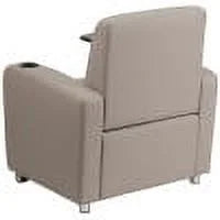 Gray LeatherSoft Guest Chair with Tablet Arm and Cup Holder L4155