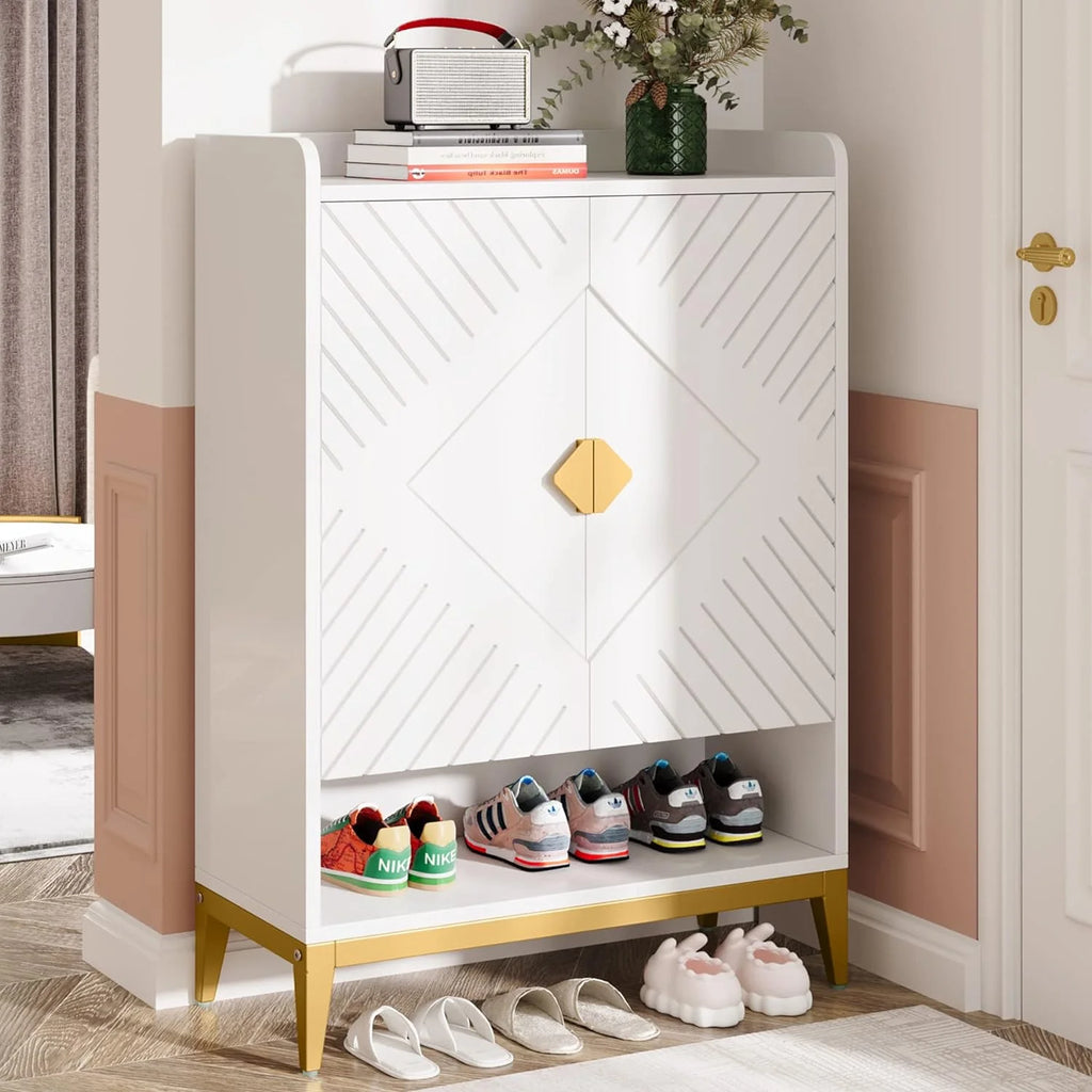 25 Pair 6-Tier Wooden Shoe Storage Cabinet with Doors S51826
