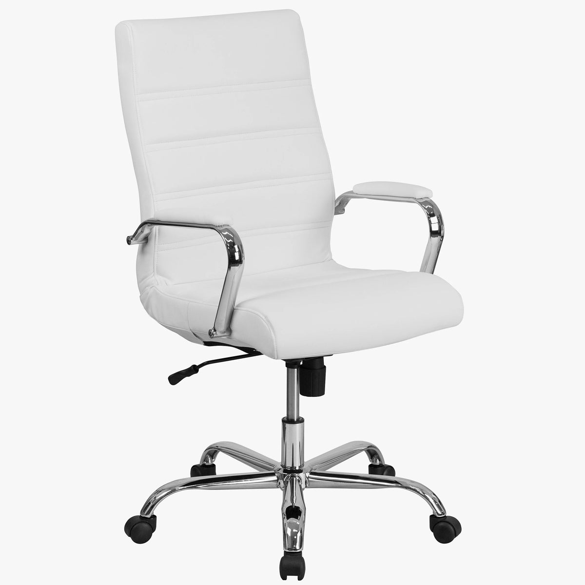 White Leather Adjustable Swivel Office Chair Y634