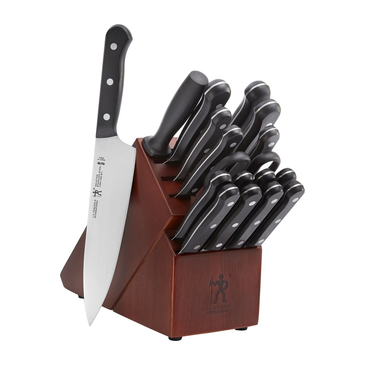 18-pc Dark Brown Stainless Steel Knife Set with Block F95142