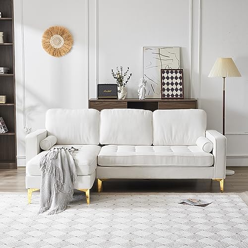 L-Shape Linen Fabric Sectional Sofa with Reversible Chaise M333