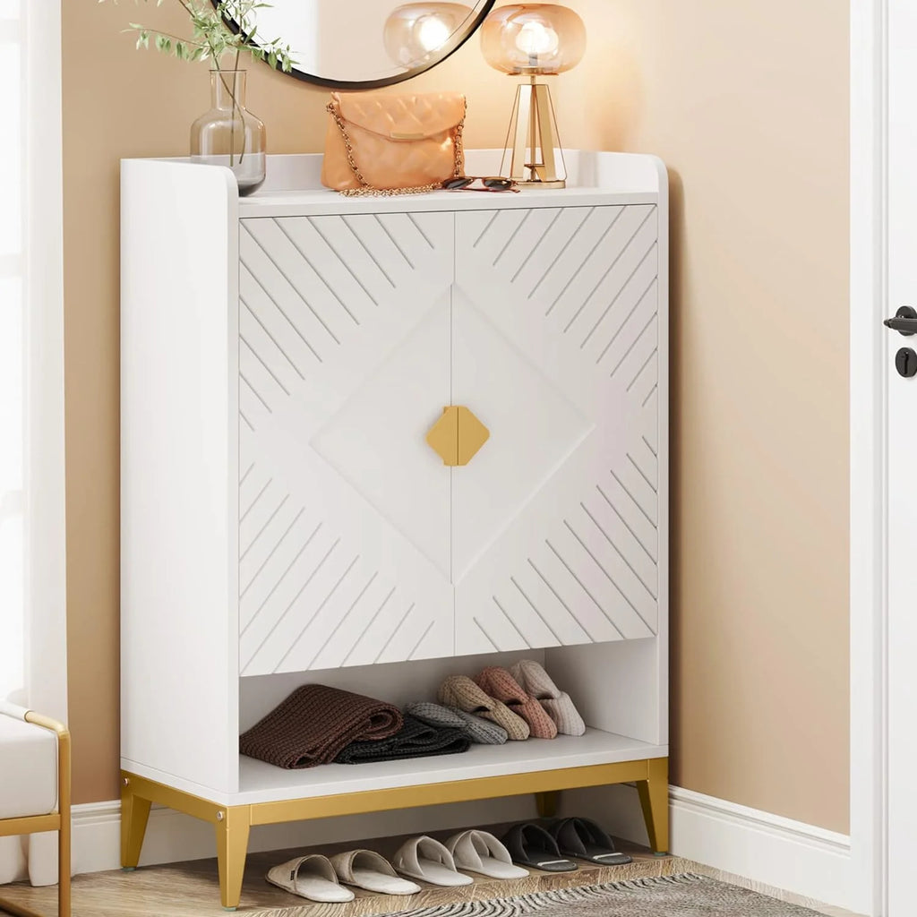 25 Pair 6-Tier Wooden Shoe Storage Cabinet with Doors S51826