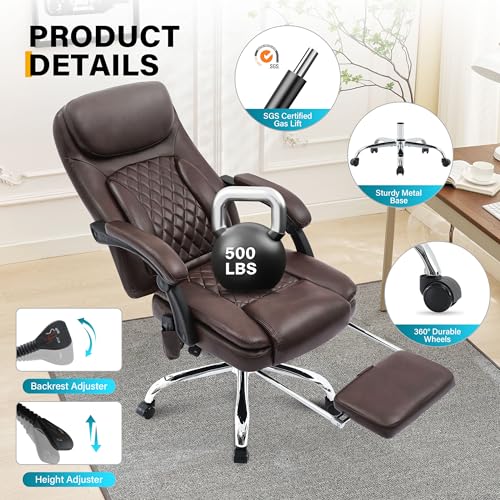 Black Heated Ergonomic Office Chair with Footrest M28259