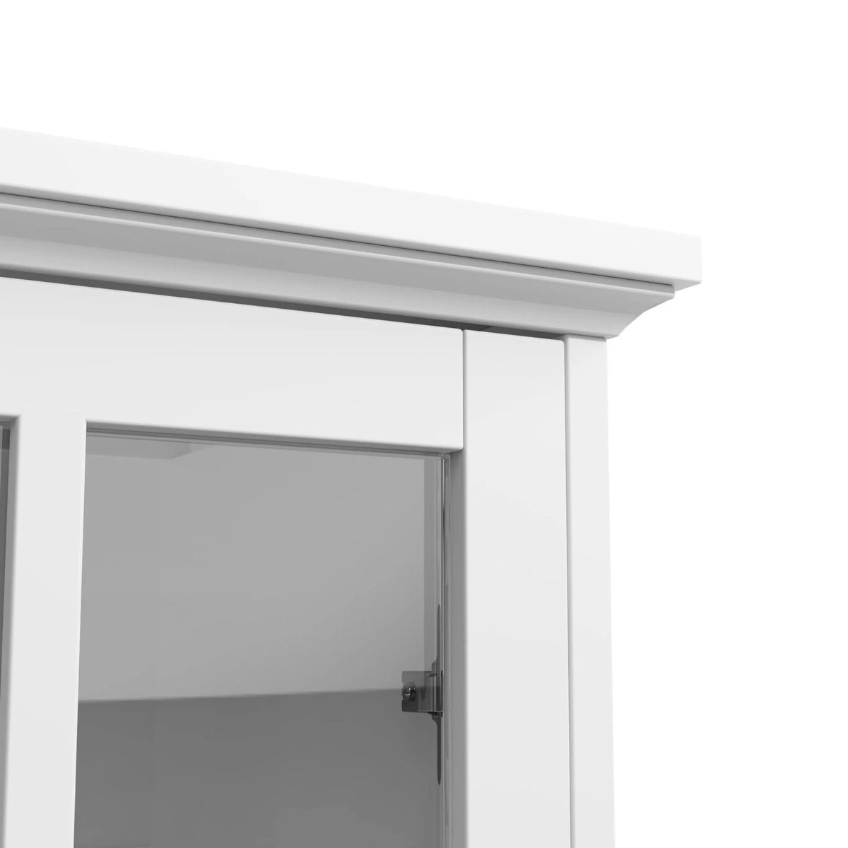 White Wood TV Stand with Glass Door W5672