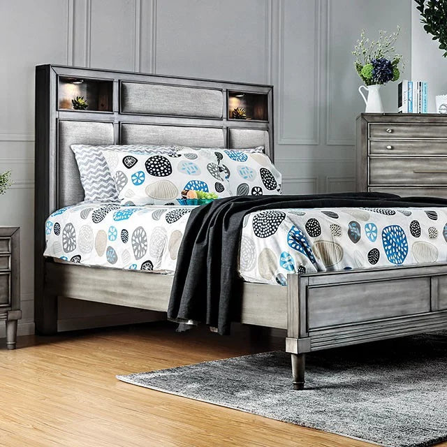 1pc Eastern King Size Bed Gray Finish F80586