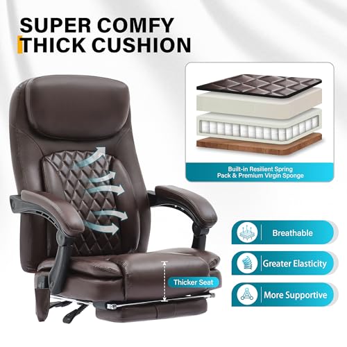 Black Heated Ergonomic Office Chair with Footrest M28259