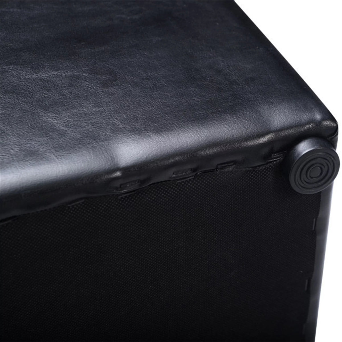 16 Inch Black PU Leather Ottoman Pouffe Storage Box I59274