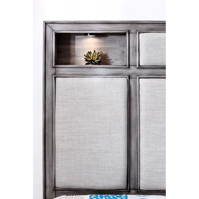 1pc Eastern King Size Bed Gray Finish F80586